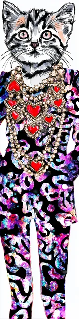 Free unique bookmark featuring a fashion cat with jewelry